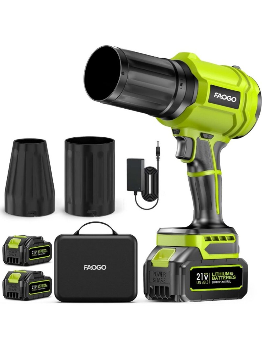 Lightweight Cordless Leaf Blower with 2 Batteries & Charger - 990,000 RPM for